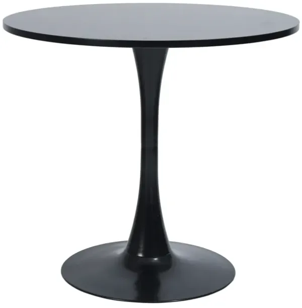 Modern 31.5" Dining Table With Round Top And Pedestal Base In B Lack Color