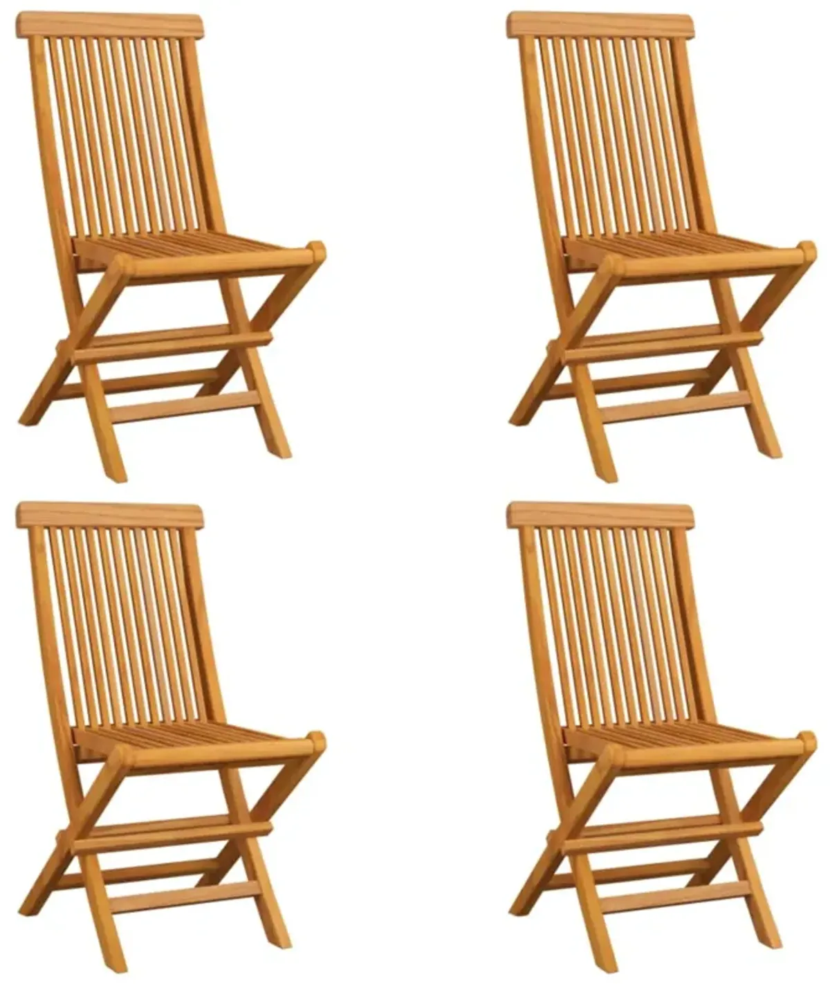 vidaXL Garden Chairs with Cream White Cushions 4 pcs Solid Teak Wood