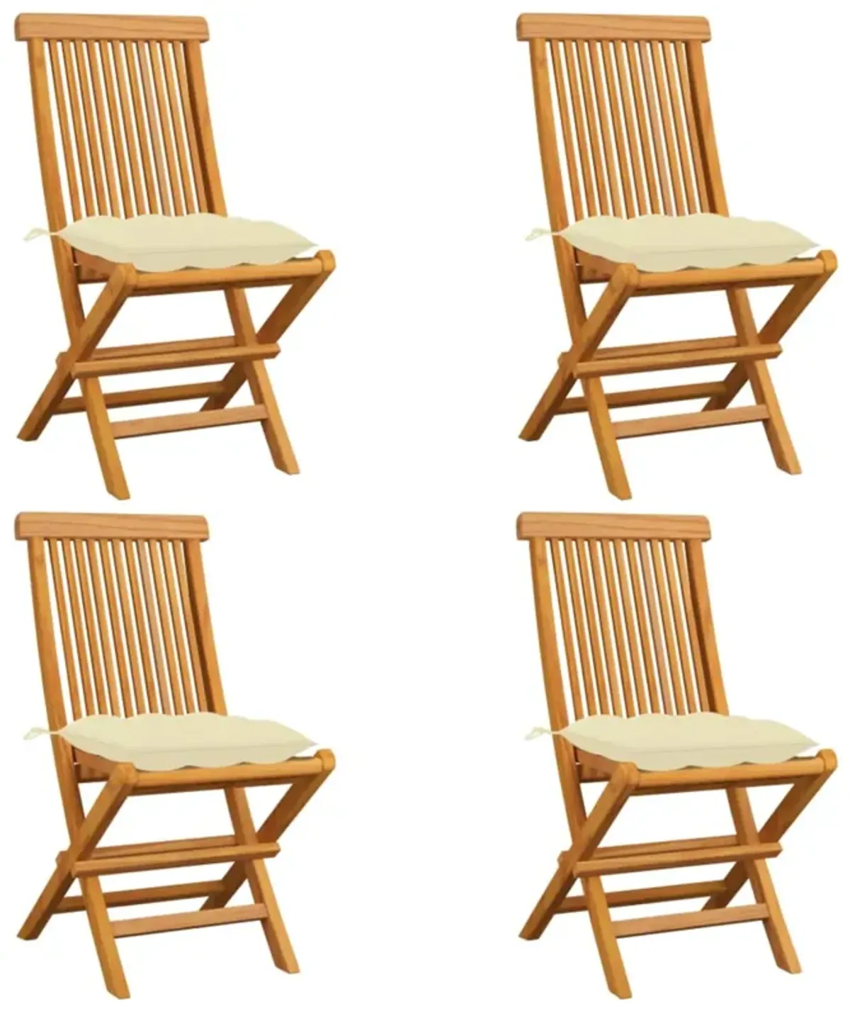 vidaXL Garden Chairs with Cream White Cushions 4 pcs Solid Teak Wood