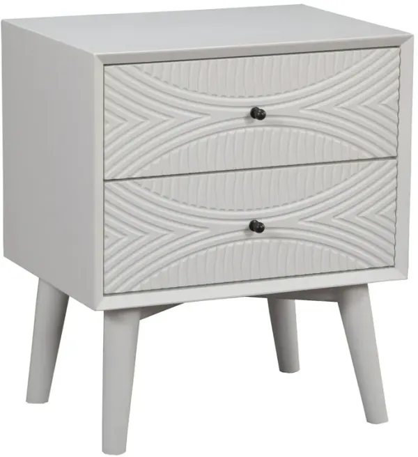 Hivvago White Groovy 1 Drawer Wood Nightstand