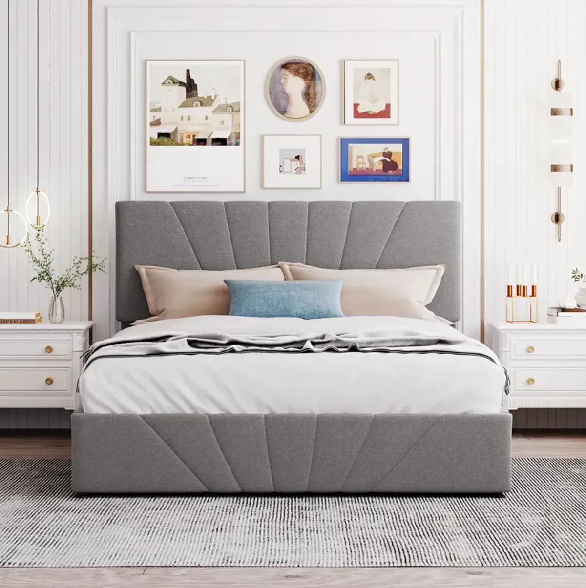 Merax Upholstered Platform Bed with Storage