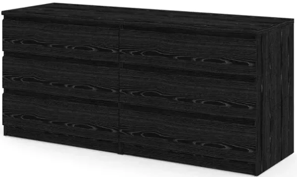 FurniFact Black 6 Drawer Dresser - Elegant Bedroom and Closet Wood Dresser Storage