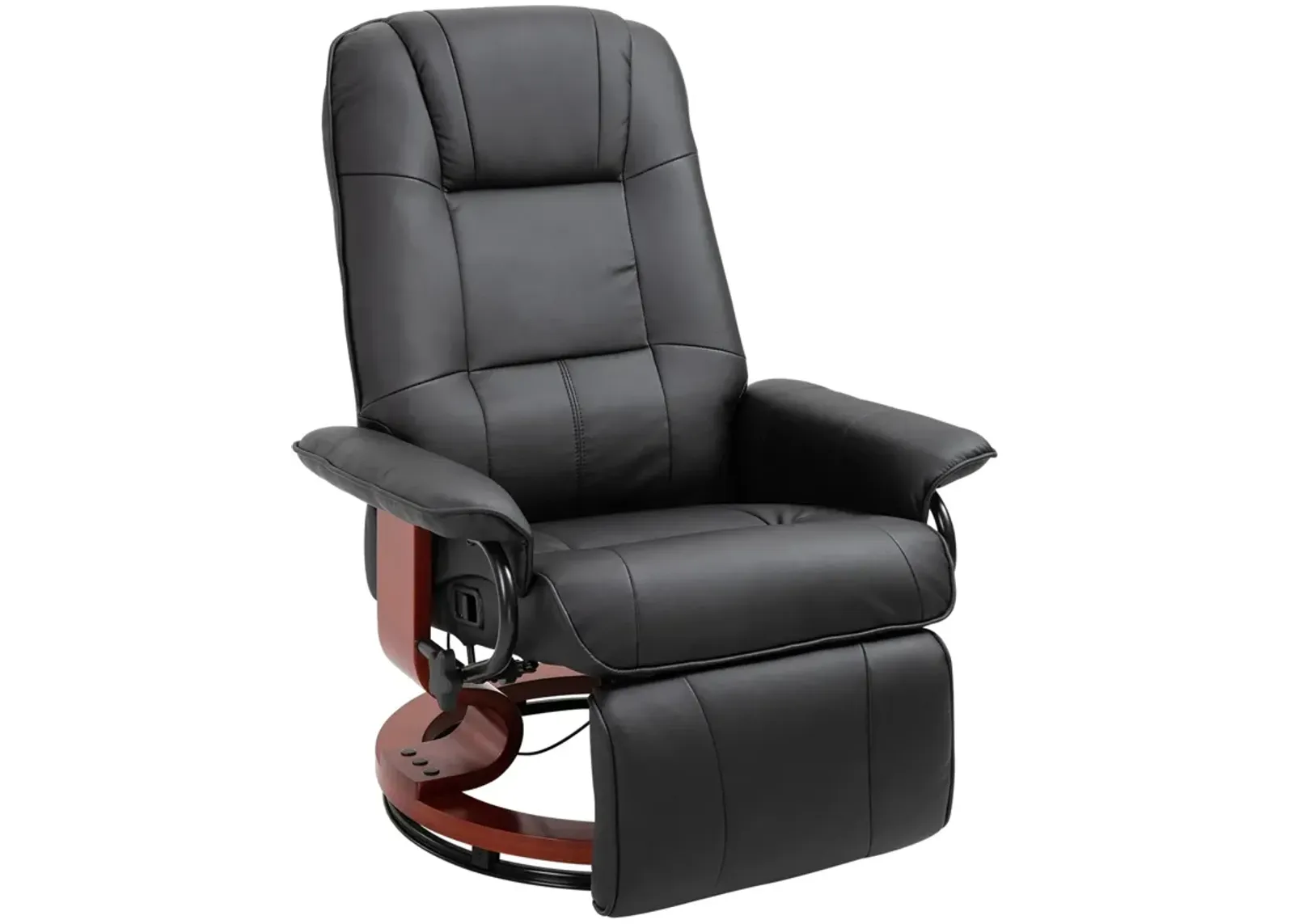 Black Leather Lounger: Swivel Recliner with Adjustable Footrest