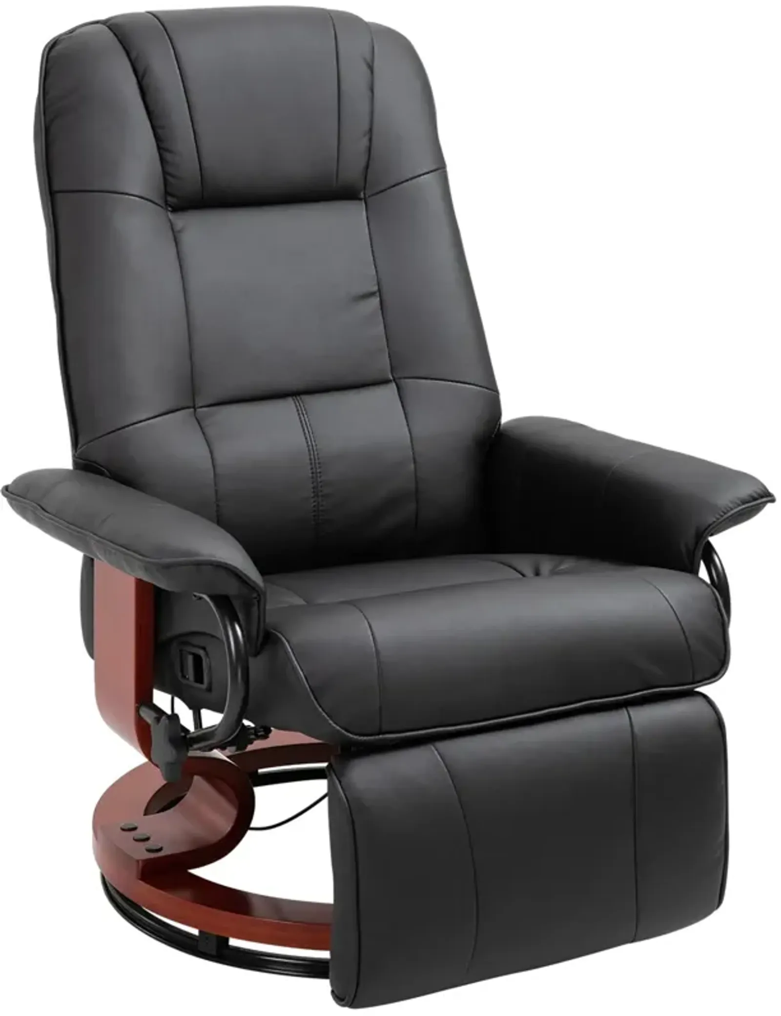 Black Leather Lounger: Swivel Recliner with Adjustable Footrest