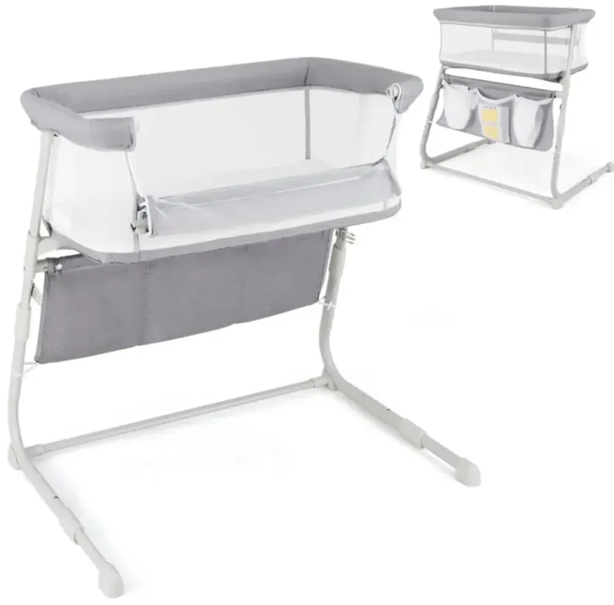Hivvago Baby Bassinet Bedside Crib with Adjustable Height Comfy Mattress