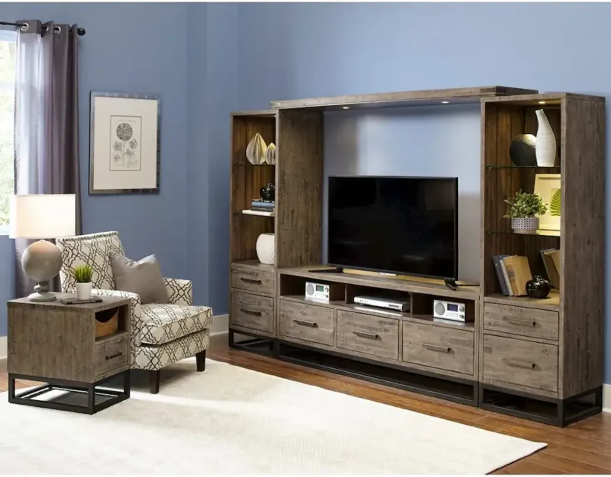Jofran East Hampton Distressed Solid Wood Entertainment Center