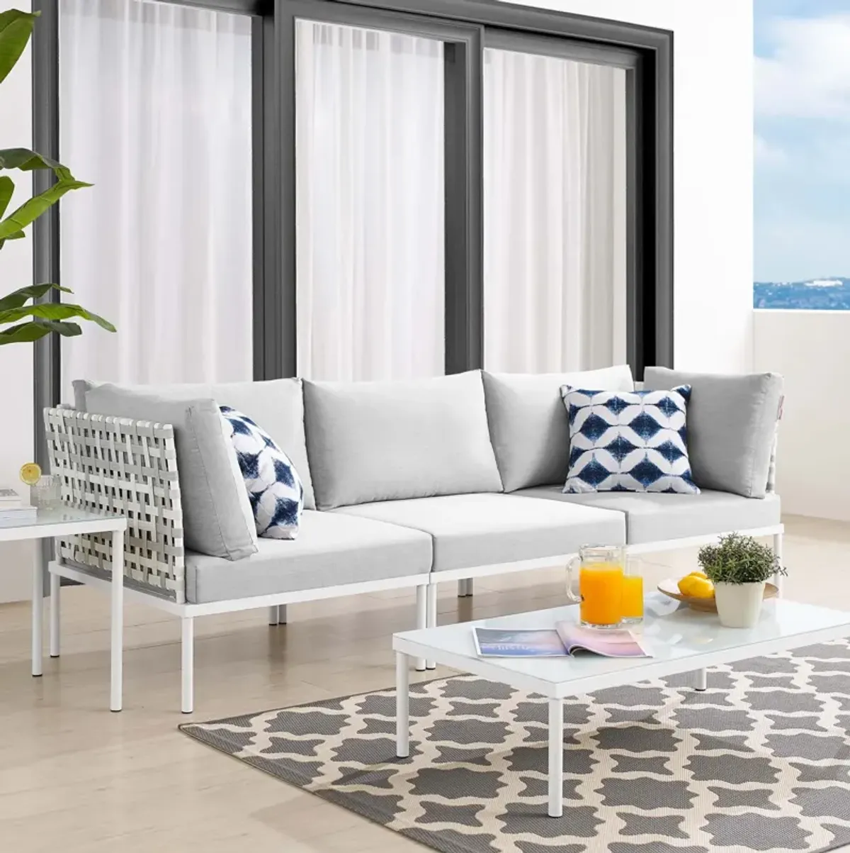 Modway - Harmony Sunbrella® Basket Weave Outdoor Patio Aluminum Sofa