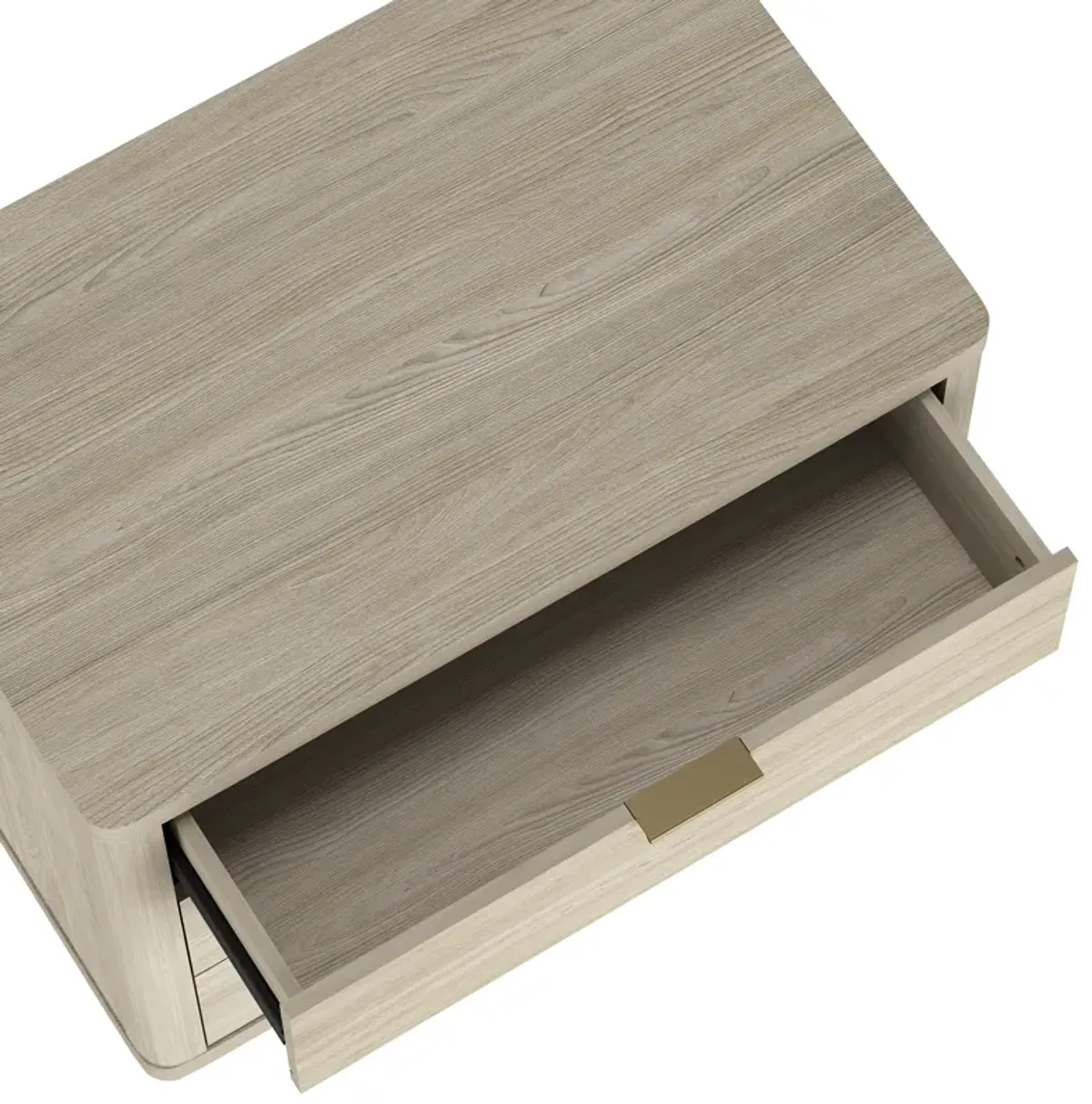 Evelyn Wide 3-Drawer Nightstand in Gray