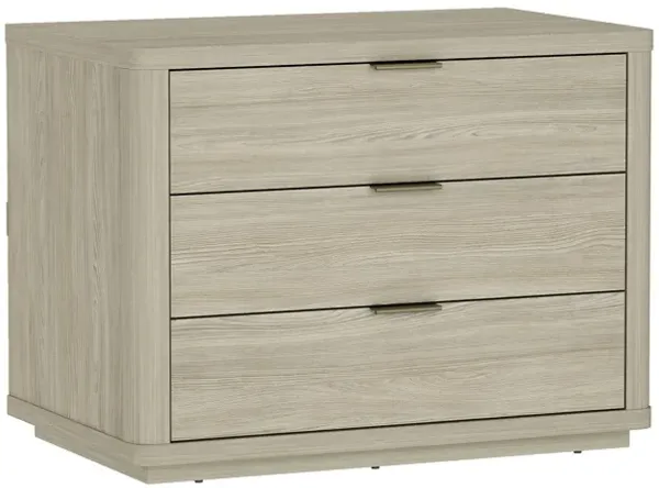 Evelyn Wide 3-Drawer Nightstand in Gray