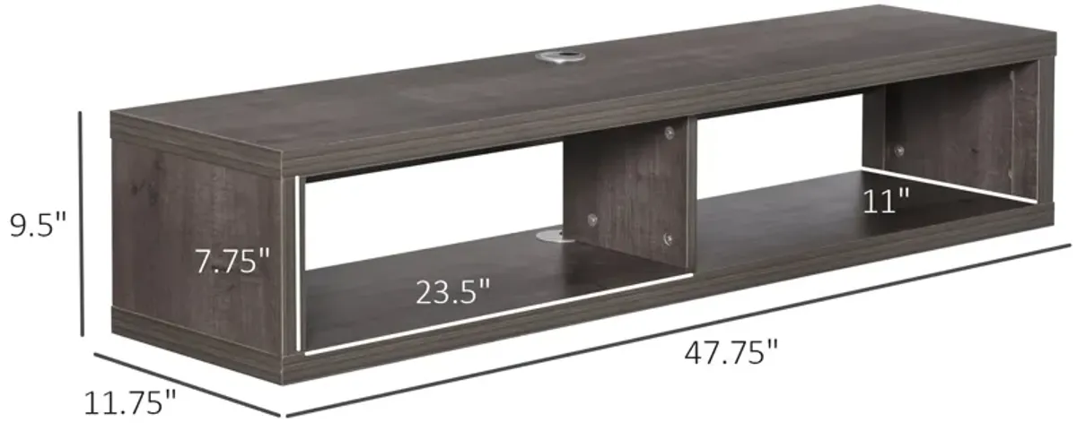 Dark Grey Media Center: Floating TV Stand with Storage Shelf