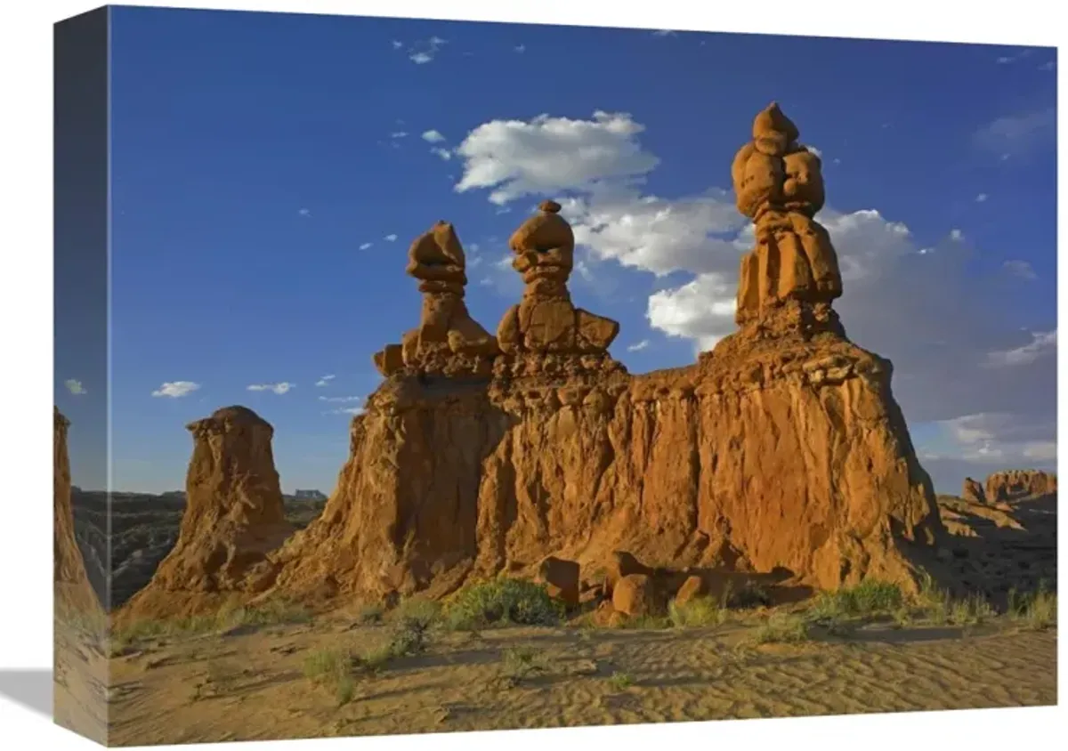 Eroded sandstone, The Three Judges, Goblin Valley State Park, Utah-Canvas Art-16x12