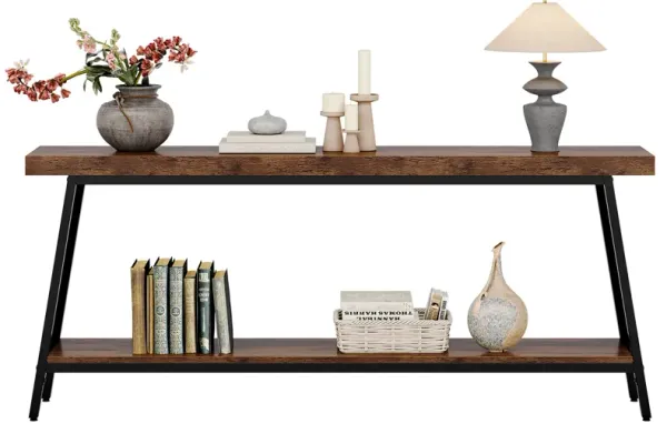 70.9 "ultra long sofa entrance table, double-layer sofa table with storage space, entrance table behind the sofa, narrow corridor table entrance table in the living room, country brown