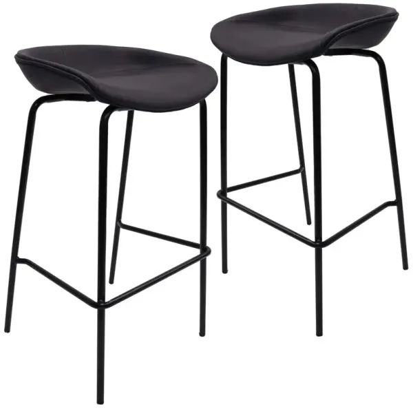 LeisureMod Barstool with Upholstered Faux Leather Seat and Powder Coated Iron Frame