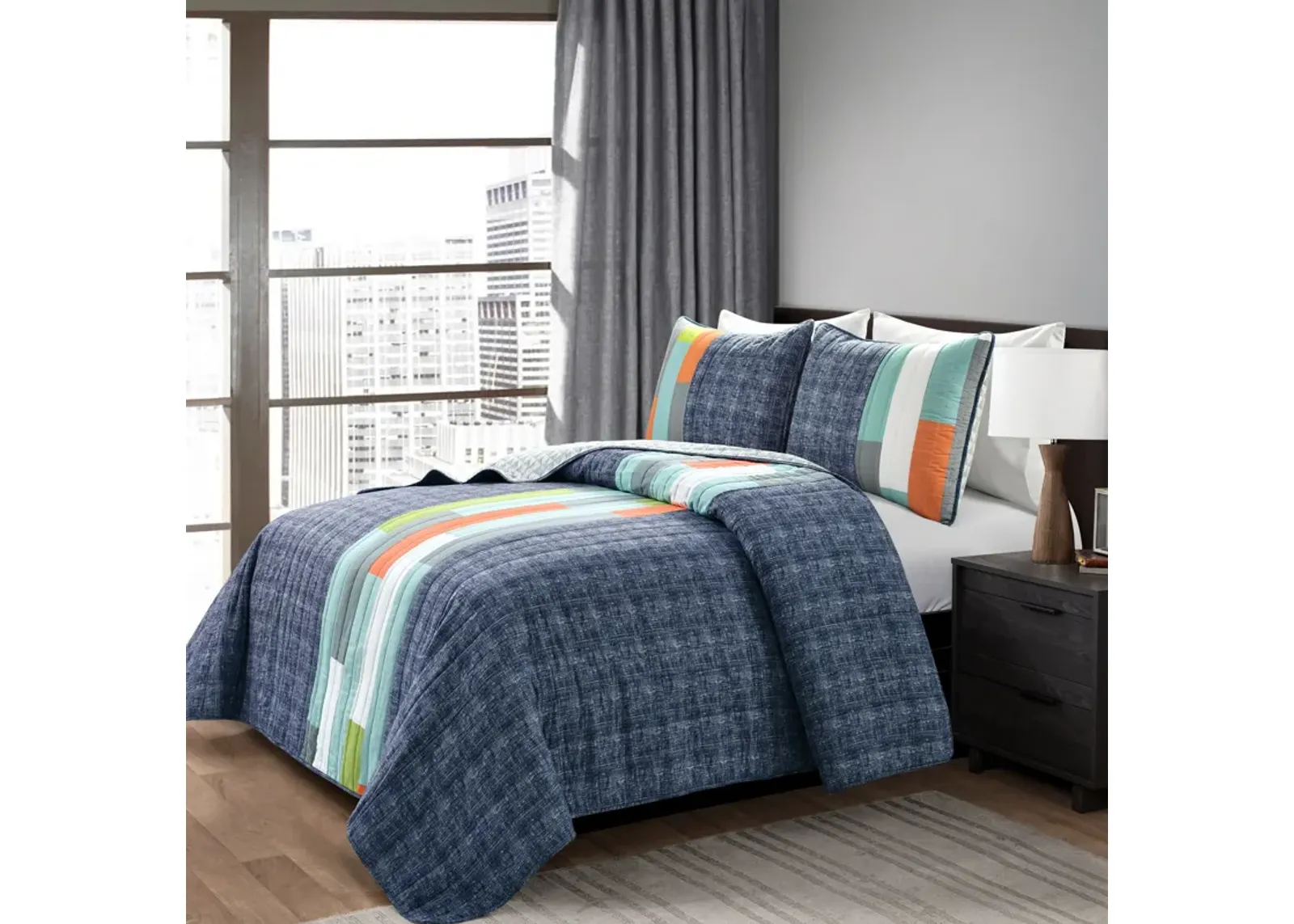 Shelly Stripe Quilt 3Pc Set