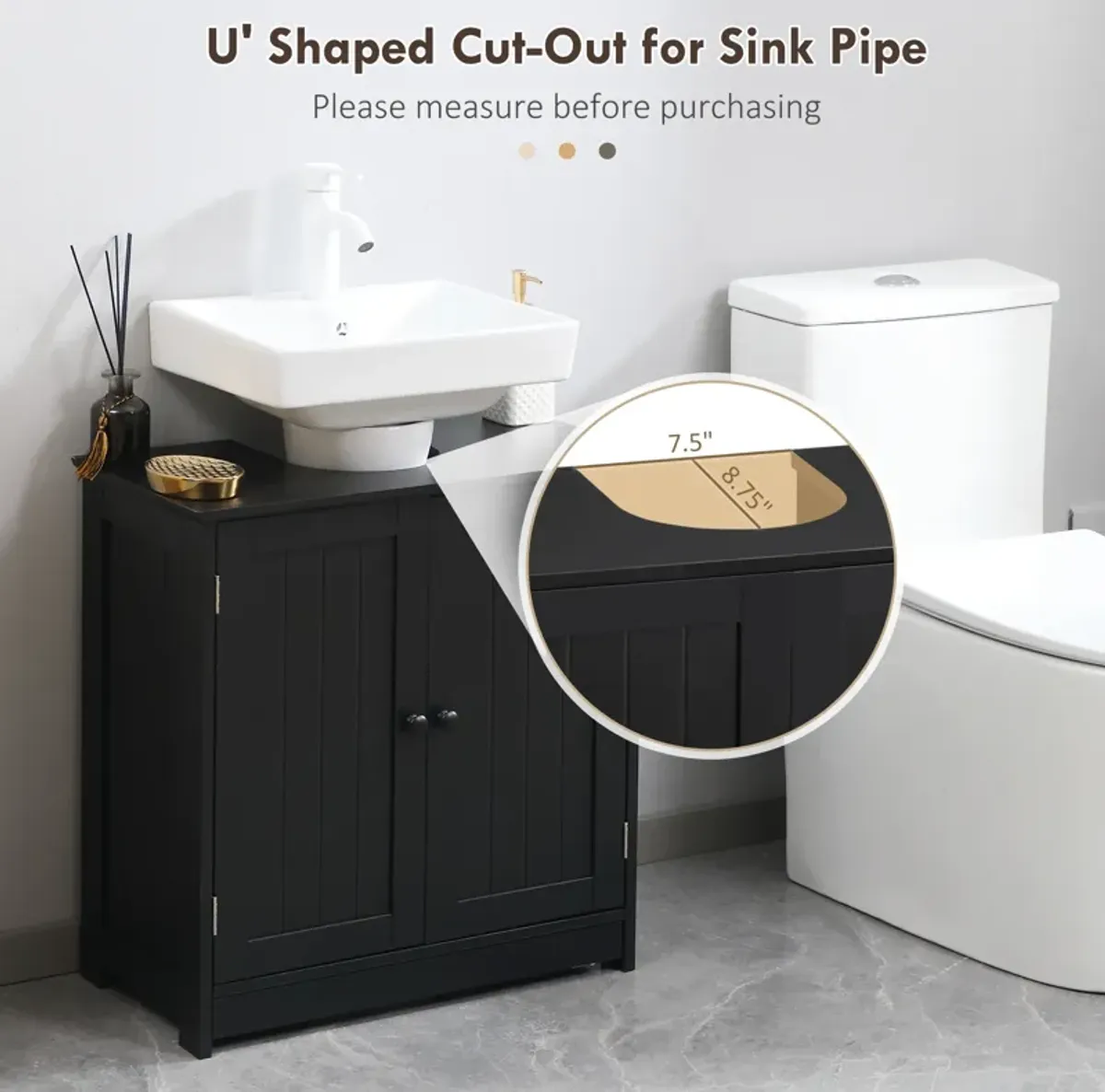 Bathroom Under Sink Vanity Cabinet Multipurpose Space Saver Storage Organizer