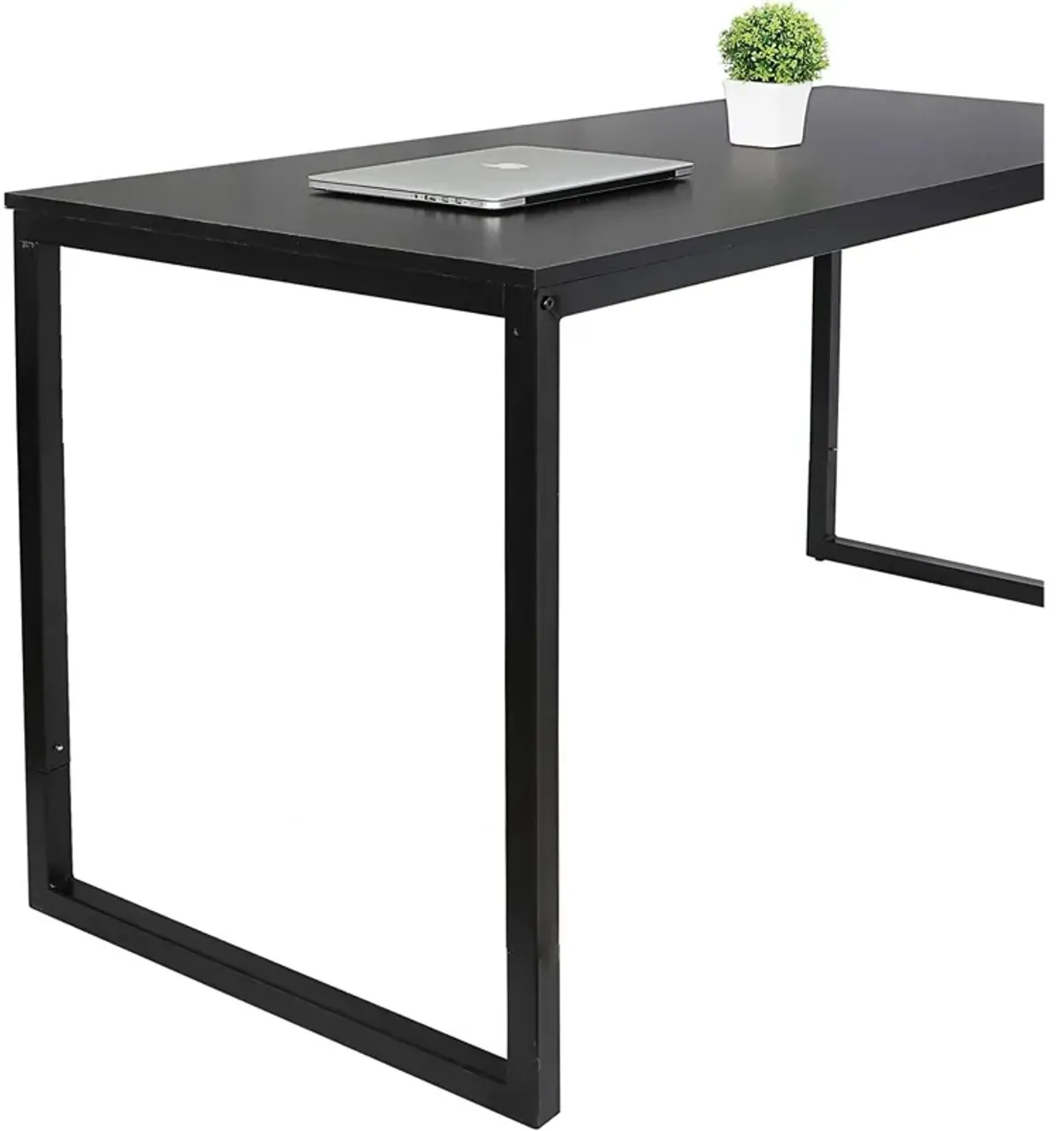 Hivvago Black Metal Frame Wood Top Modern Home Office Laptop Computer Desk Writing Table