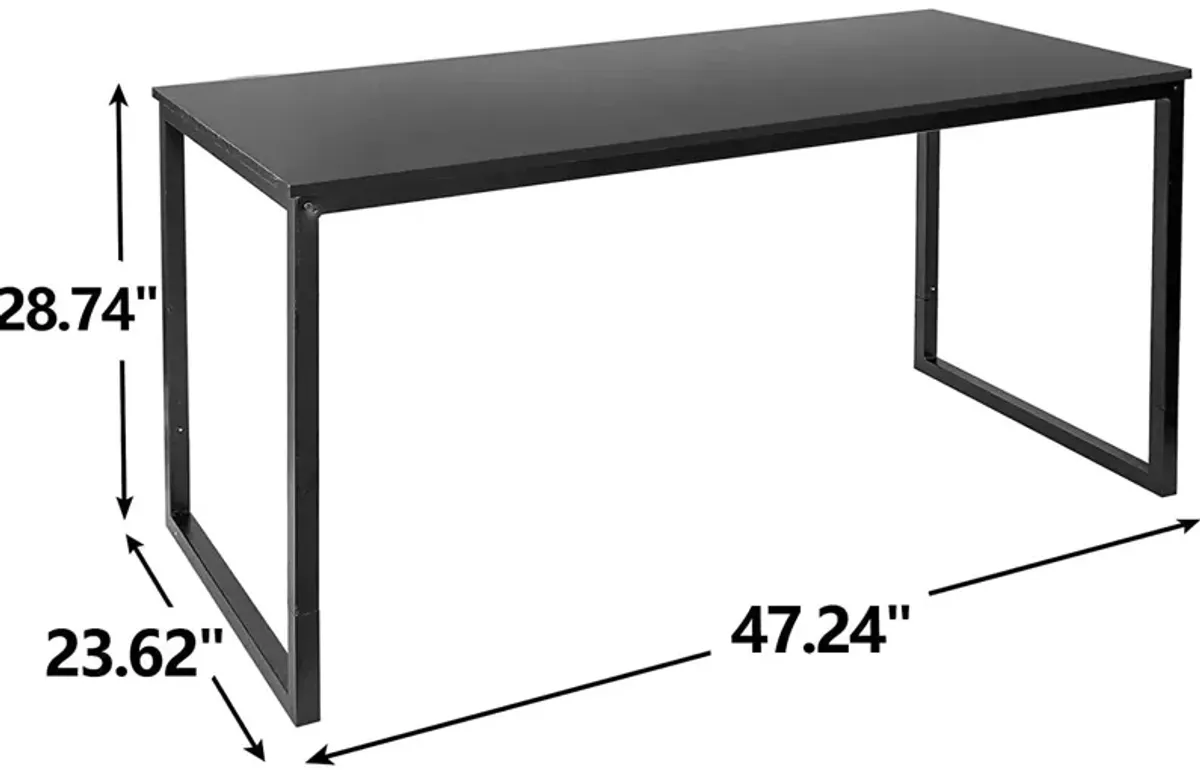 Hivvago Black Metal Frame Wood Top Modern Home Office Laptop Computer Desk Writing Table