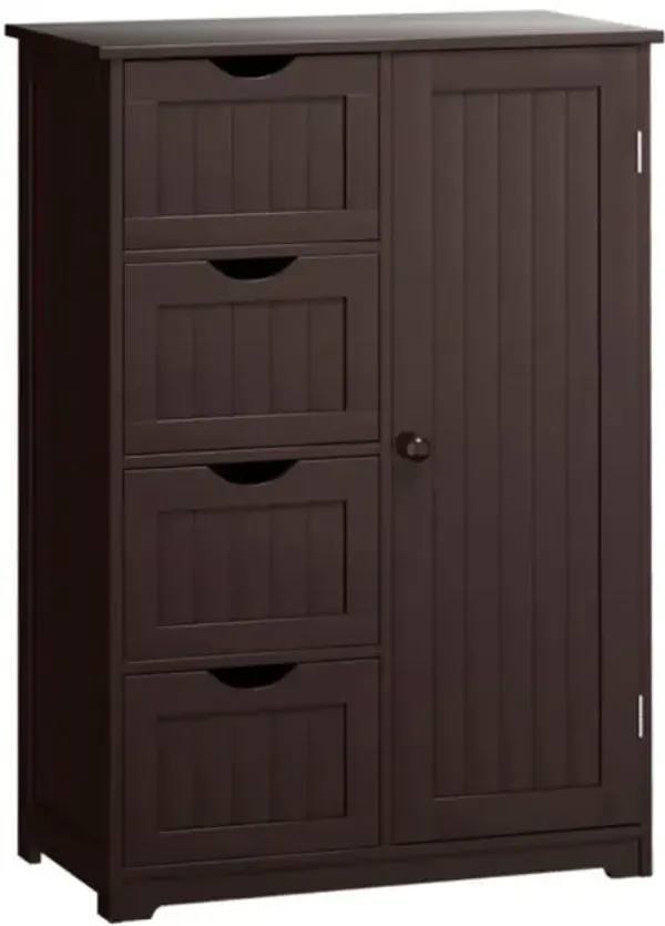 Hivvago Free-Standing Wooden Cabinet with 4 Drawers and Door Cabinet
