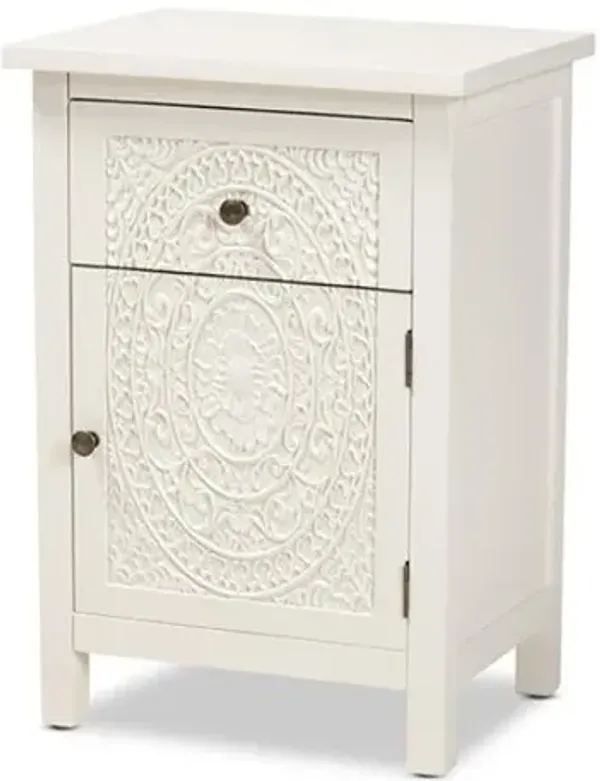 Baxton Studio Lambert Classic and Traditional White Finished Wood 1-Drawer Nightstand