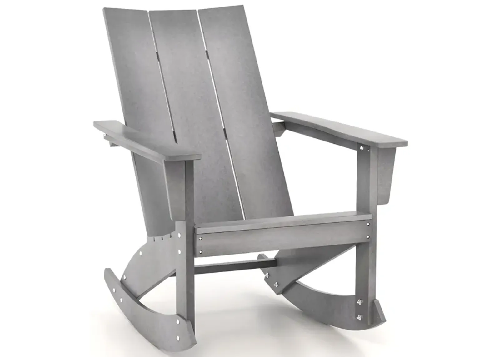 Adirondack Rocking Chair with Curved Back for Balcony-Gray