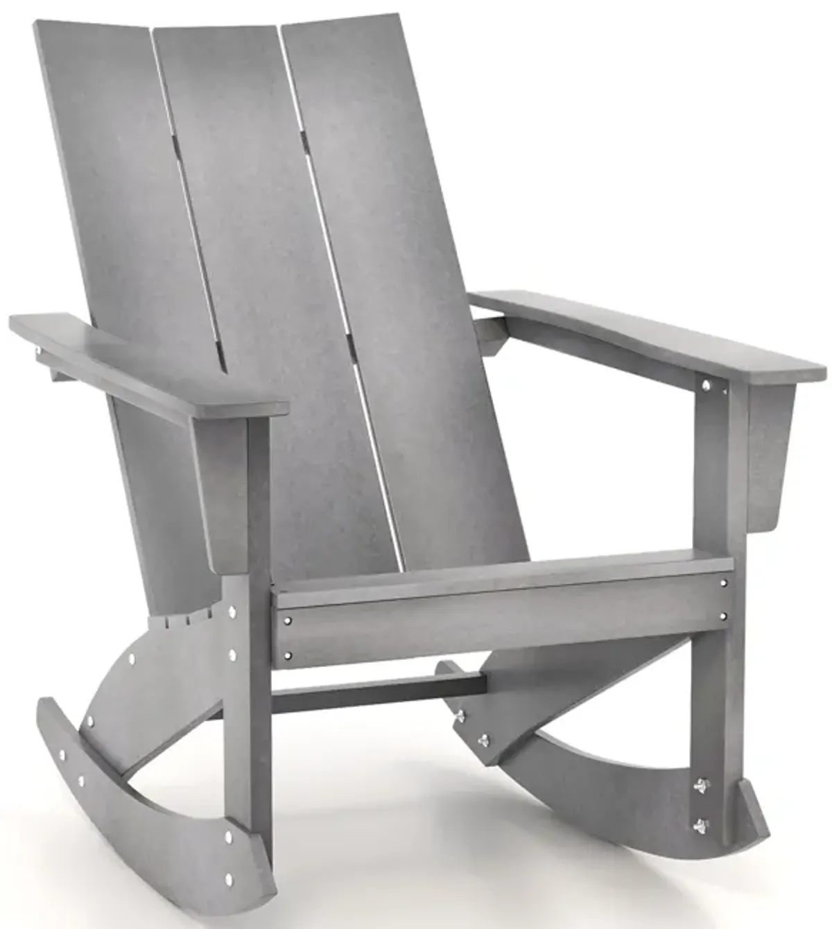 Adirondack Rocking Chair with Curved Back for Balcony-Gray