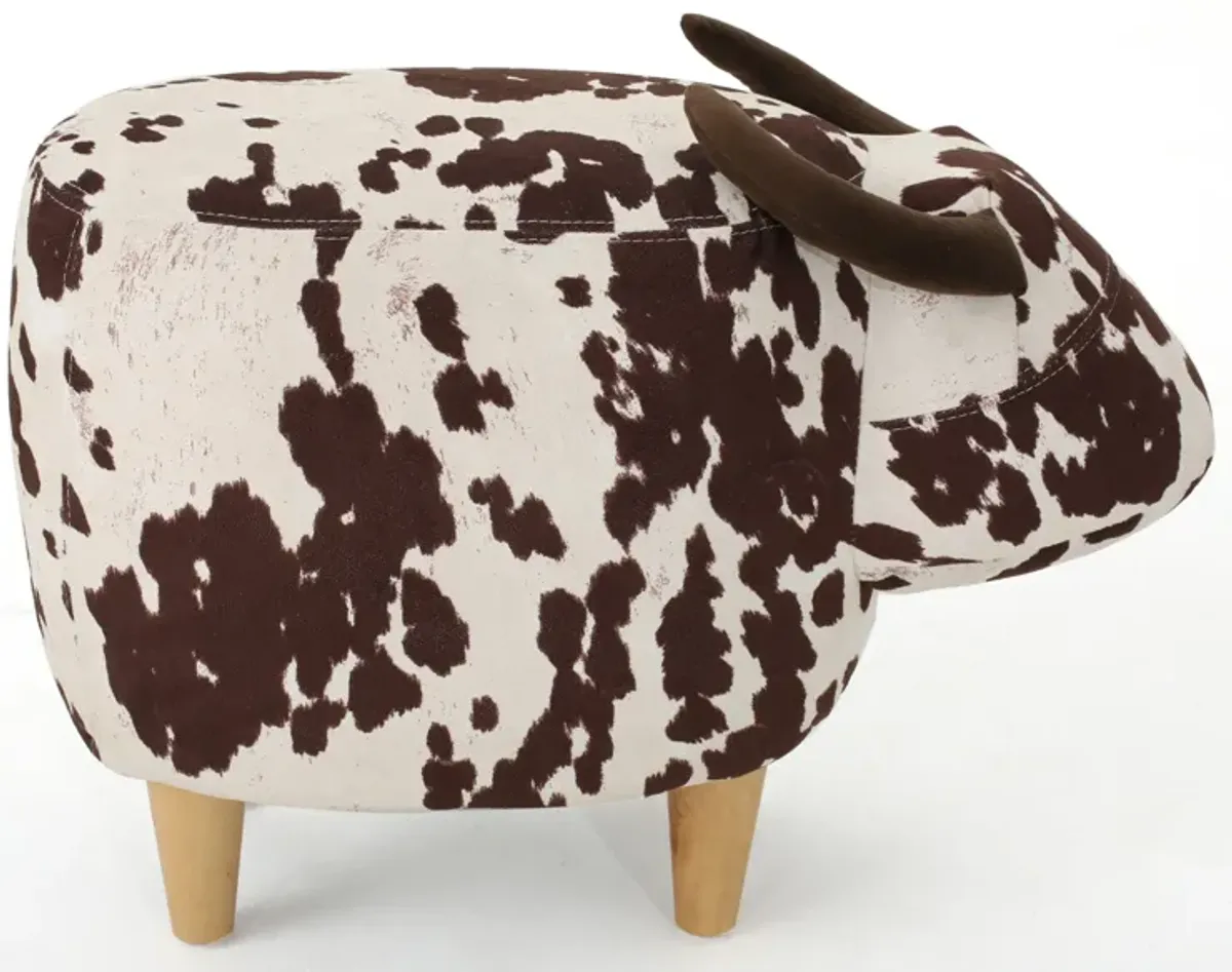 Adorable Cow-Shaped Velvet Ottoman for Kids