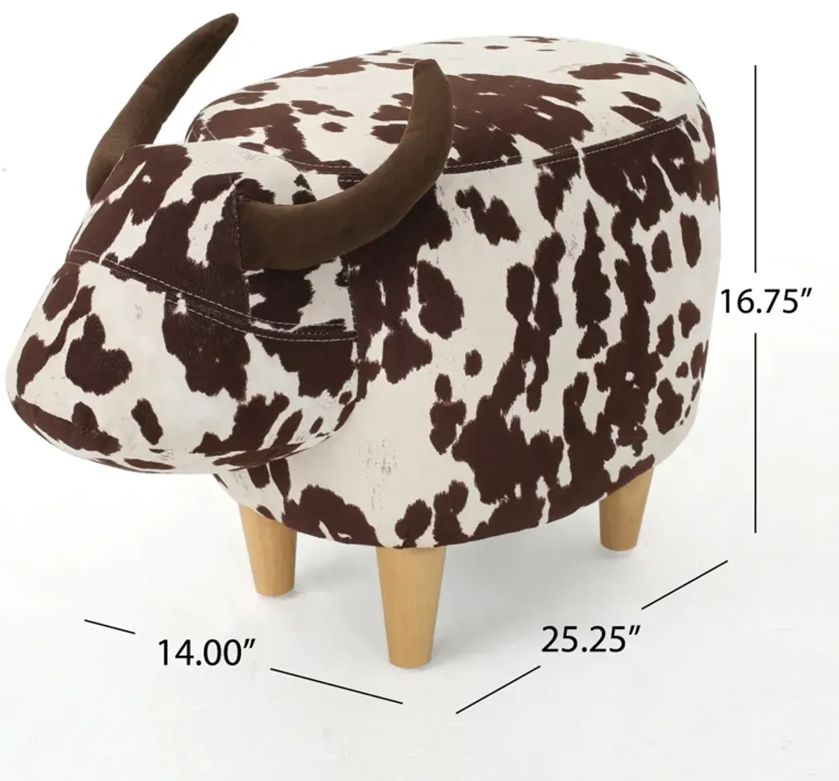 Adorable Cow-Shaped Velvet Ottoman for Kids