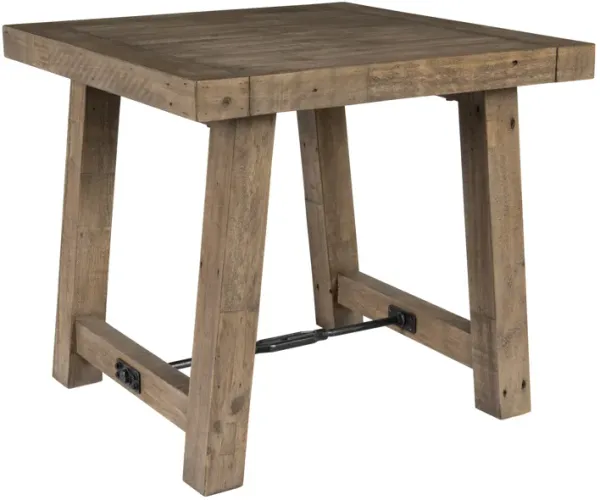 Handcrafted Reclaimed Wood End Table with Grains, Weathered Gray - Benzara