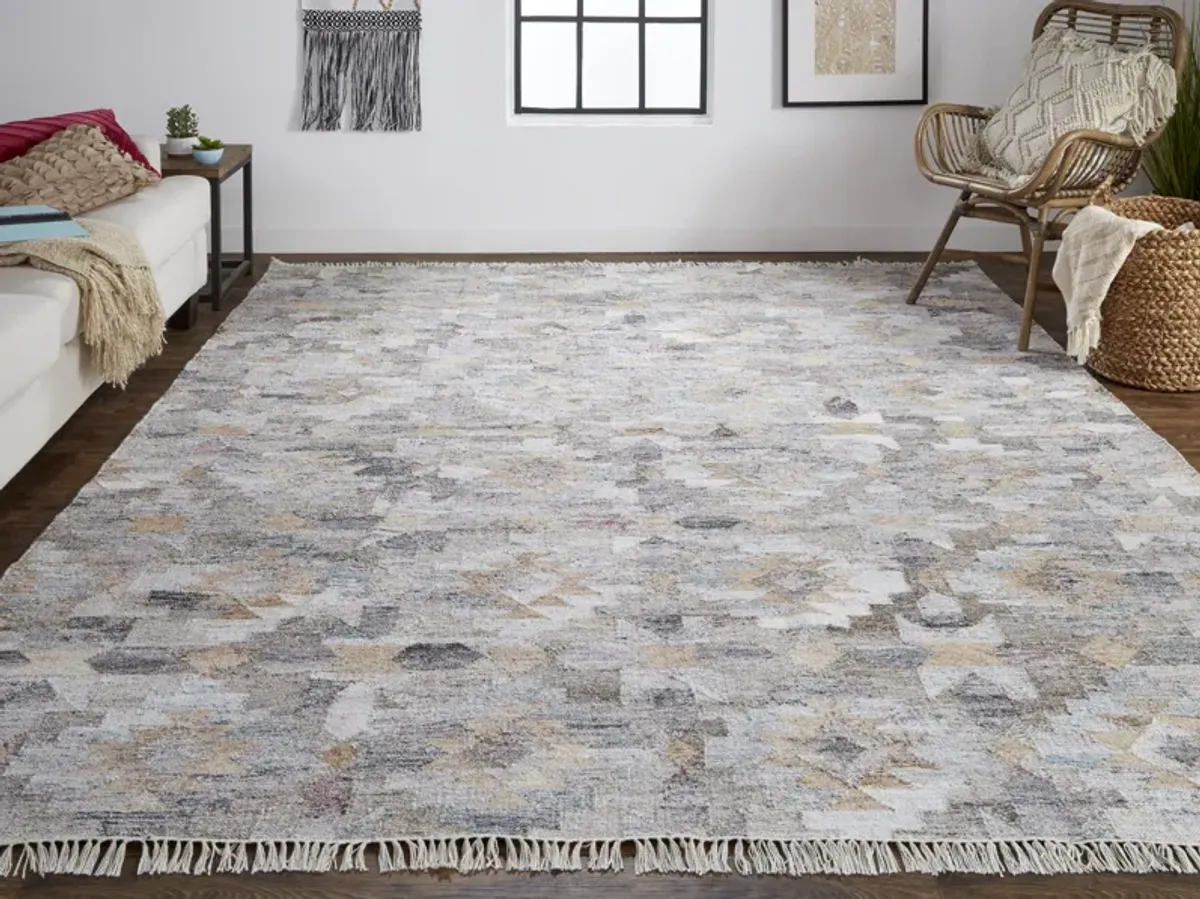 Beckett 0818F Taupe/Gray/Blue 5' x 8' Rug