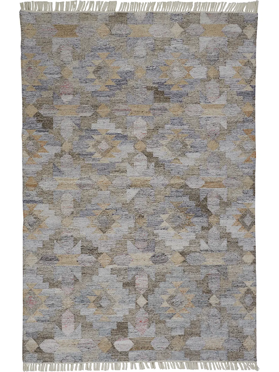 Beckett 0818F Taupe/Gray/Blue 5' x 8' Rug