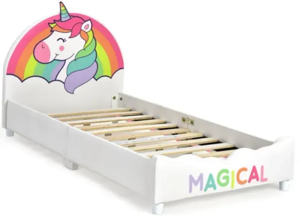 Children Twin Size Upholstered Platform Single Bed