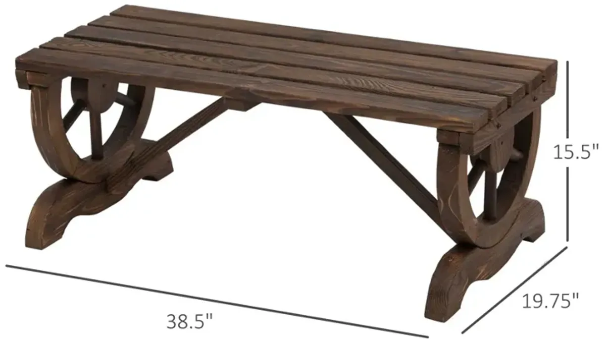 Brown Garden Seat: 2-Person Wooden Bench, Rustic Style, 550 LBS Capacity