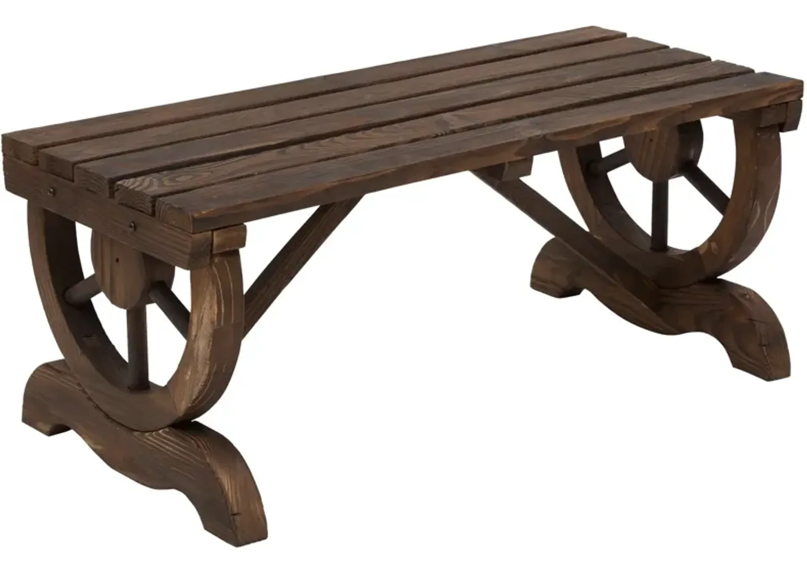 Brown Garden Seat: 2-Person Wooden Bench, Rustic Style, 550 LBS Capacity