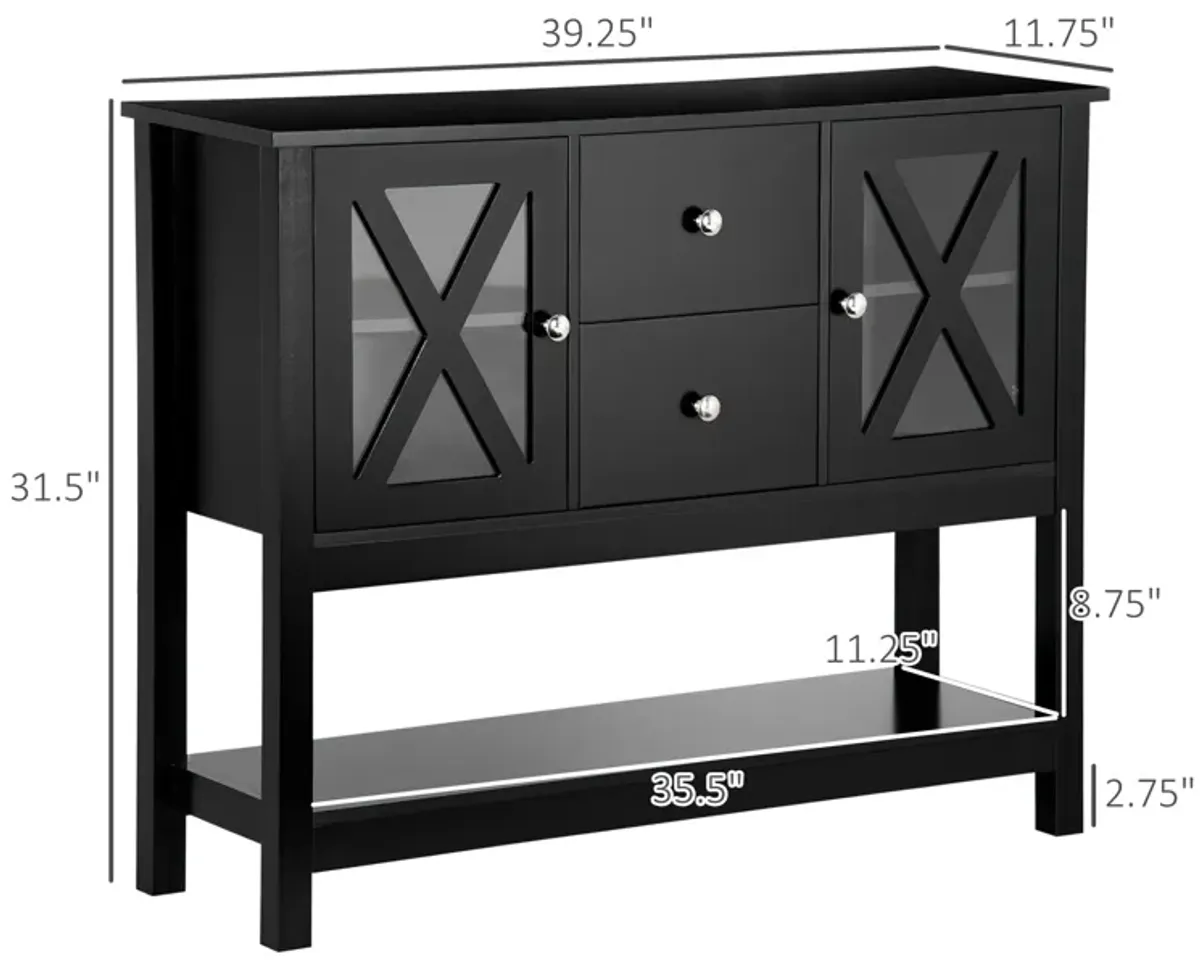 Black Dining Storage: Modern Buffet Cabinet with Glass Door