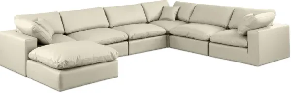 Meridian Furniture Comfy Cream Vegan Leather Modular Sectional