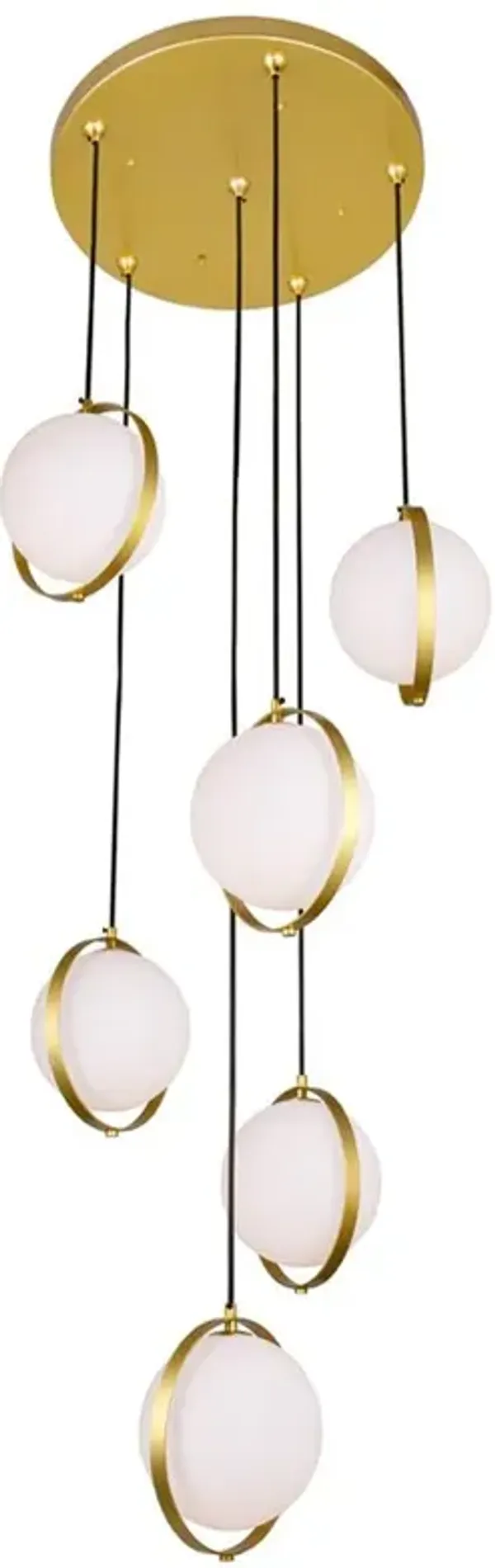 CWI Lighting Da Vinci 6 Light Multi Light Pendant With Brass Finish