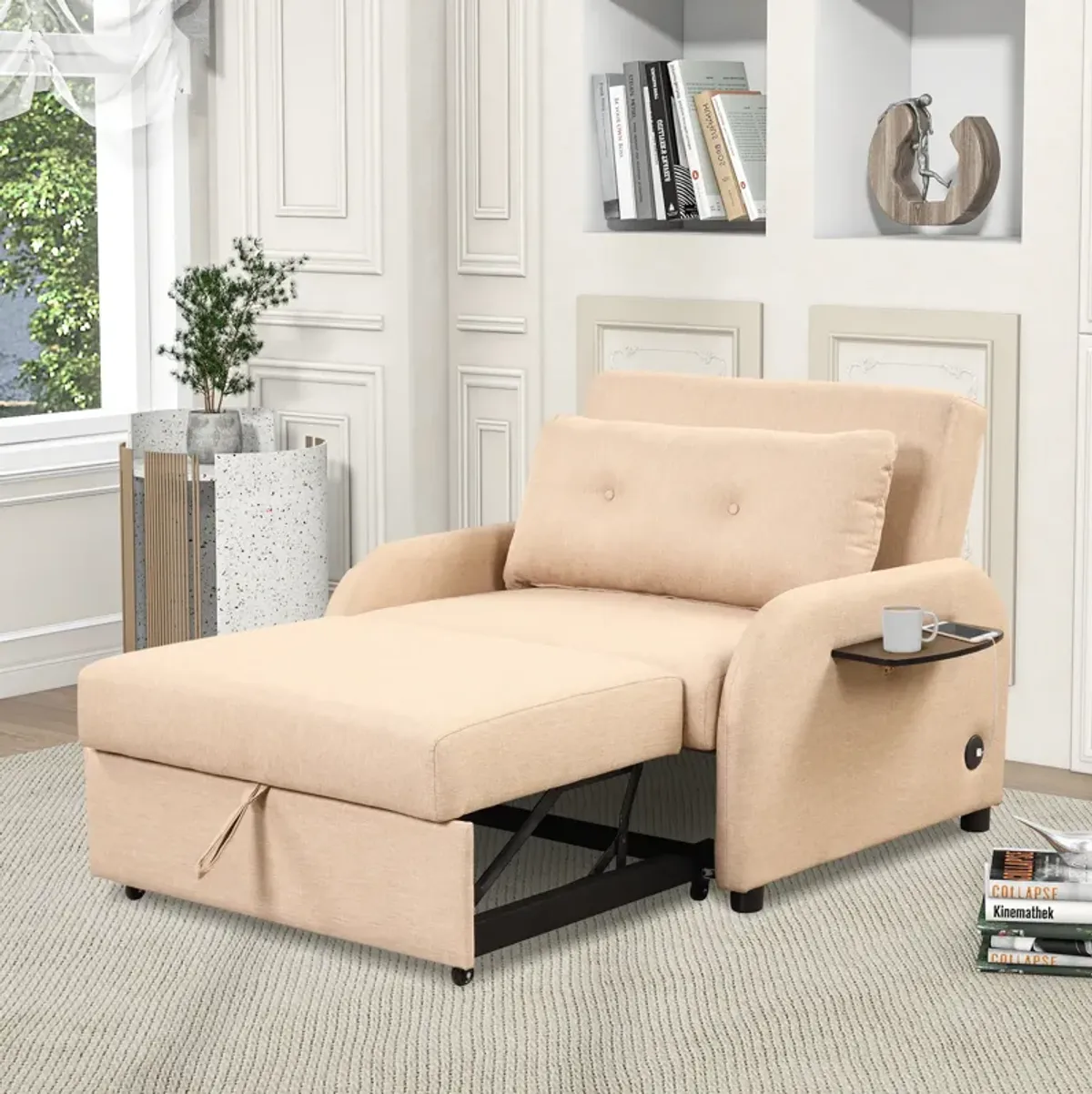 Merax  Linen Fabric Sleeper Sofa Bed