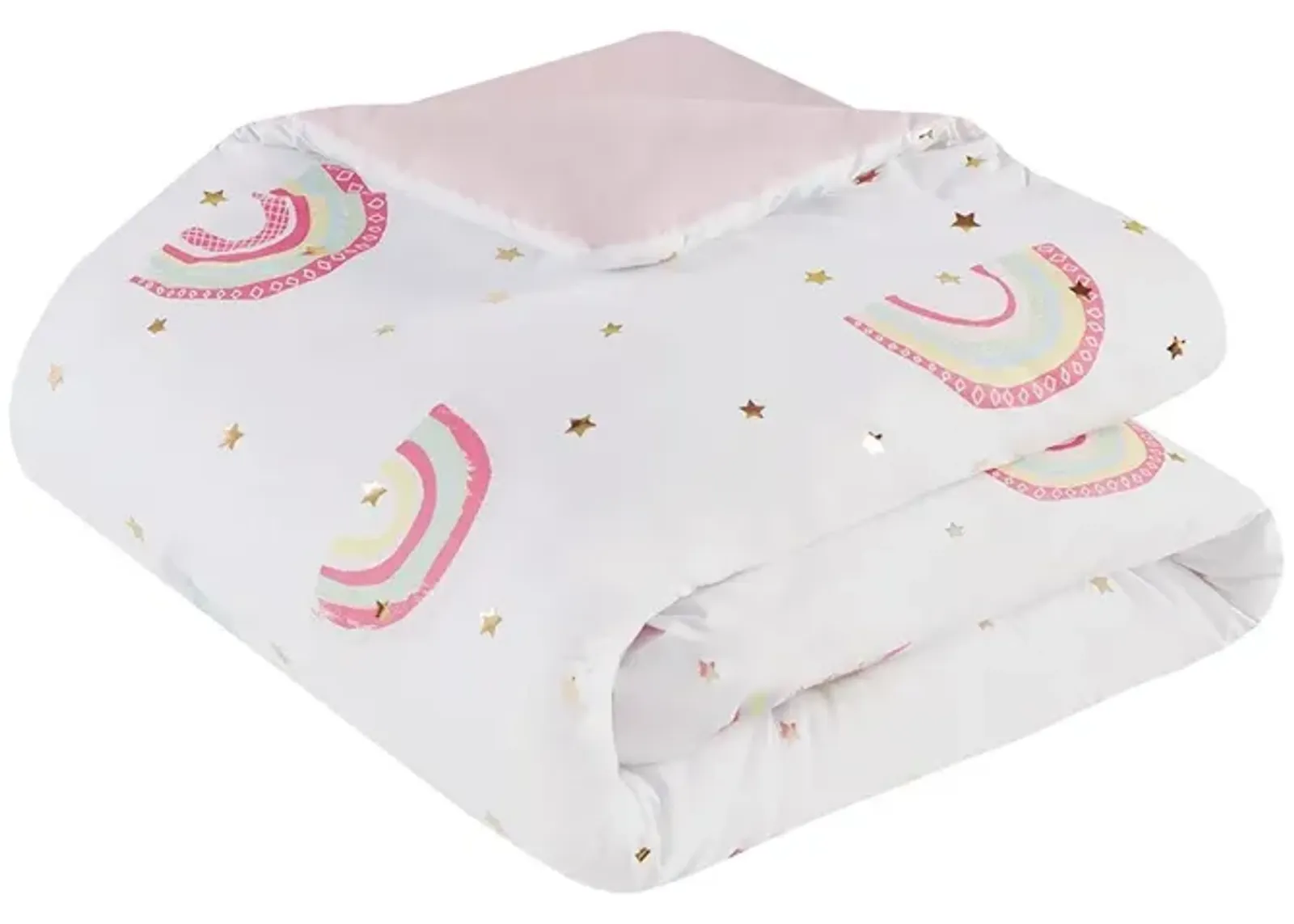 Gracie Mills Thyme Rainbow and Metallic Stars Comforter Set with Coordinating Bed Sheets