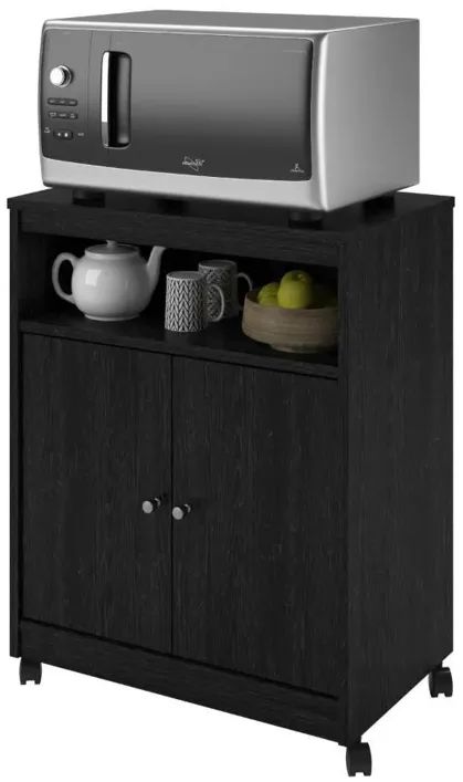 Black Utility Cart / Kitchen Microwave Cart with Casters