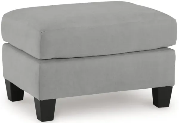 Lebo Accent Ottoman, 31 Inch Rectangular Gray Polyester Cushioned - Benzara