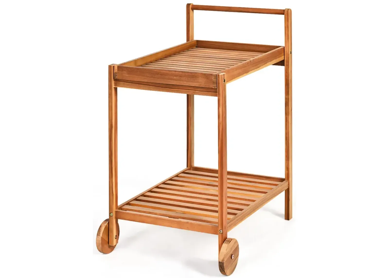 2-Tier Rolling Kitchen Island Serving Cart with Legs and Handle