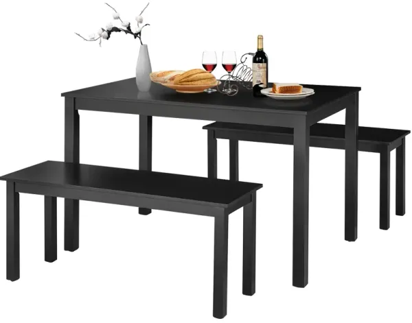 3PCS Modern Studio Collection Table Dining Set -Black