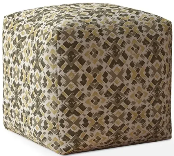 Hivvago 17" Beige Cotton Geometric Pouf Ottoman