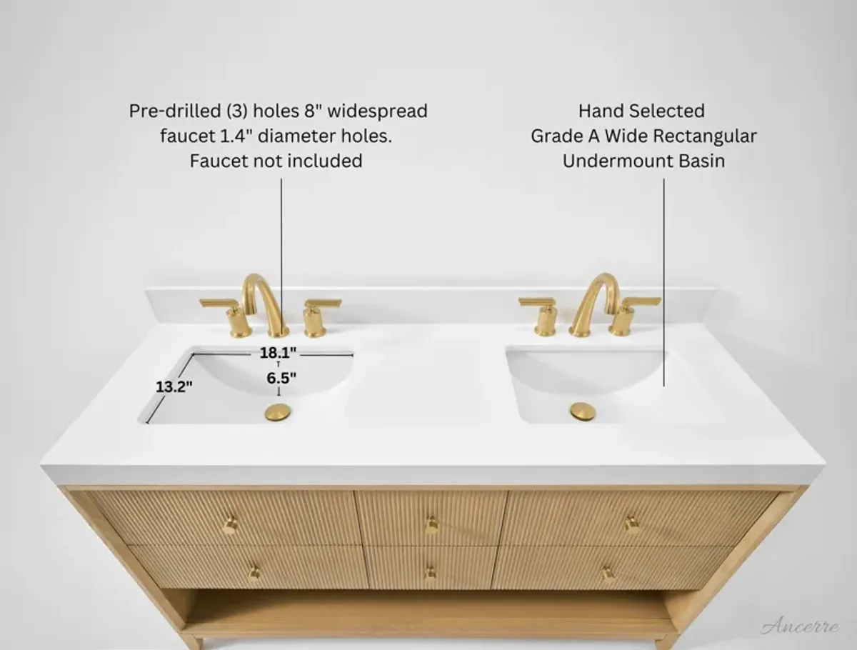 Momo 60 in. Oak Bath Vanity Set with White Quartz Vanity Top and White Undermount Basin