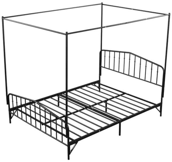 Detachable Queen Anti-Noise Metal Canopy Bed