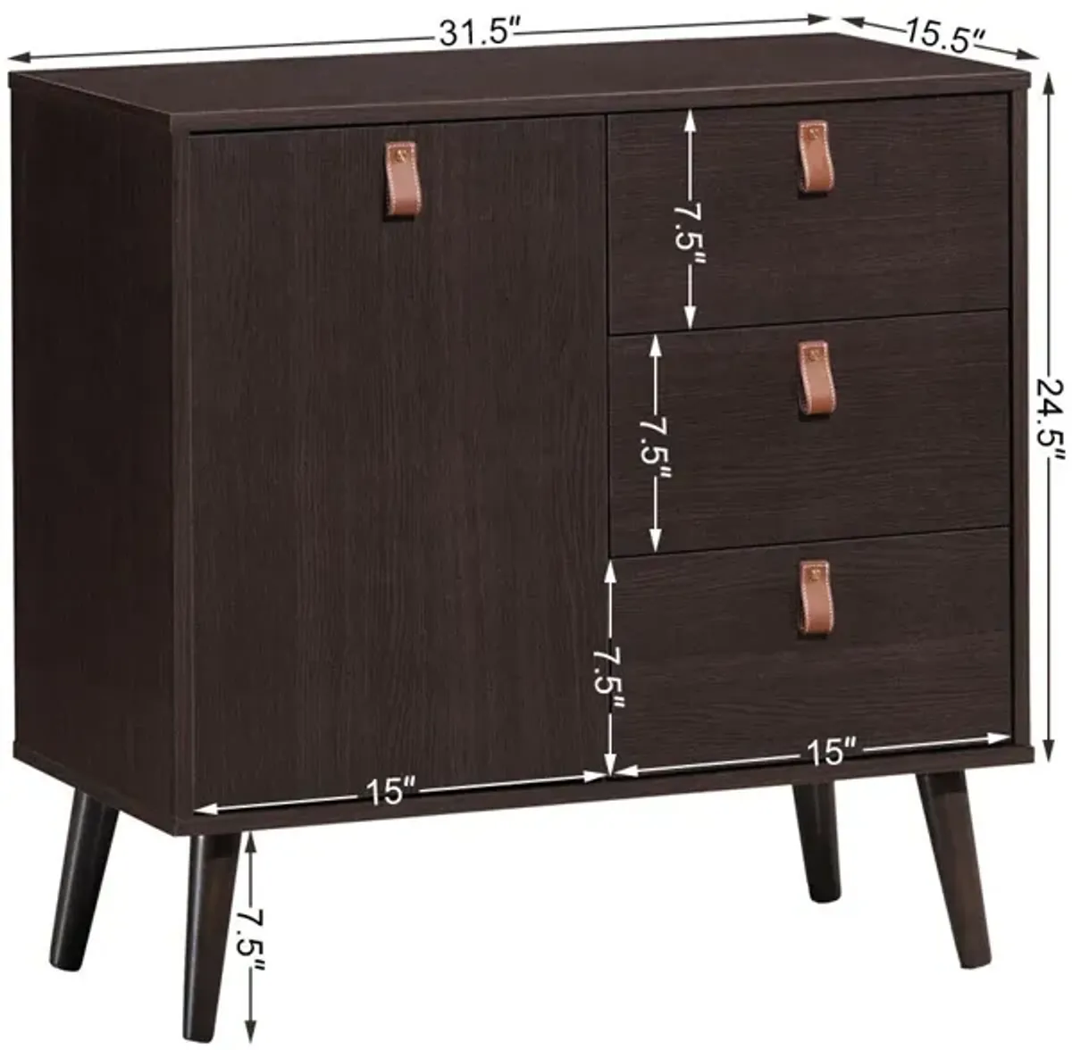 3-drawer Sideboard Storage Display Cabinet-Brown