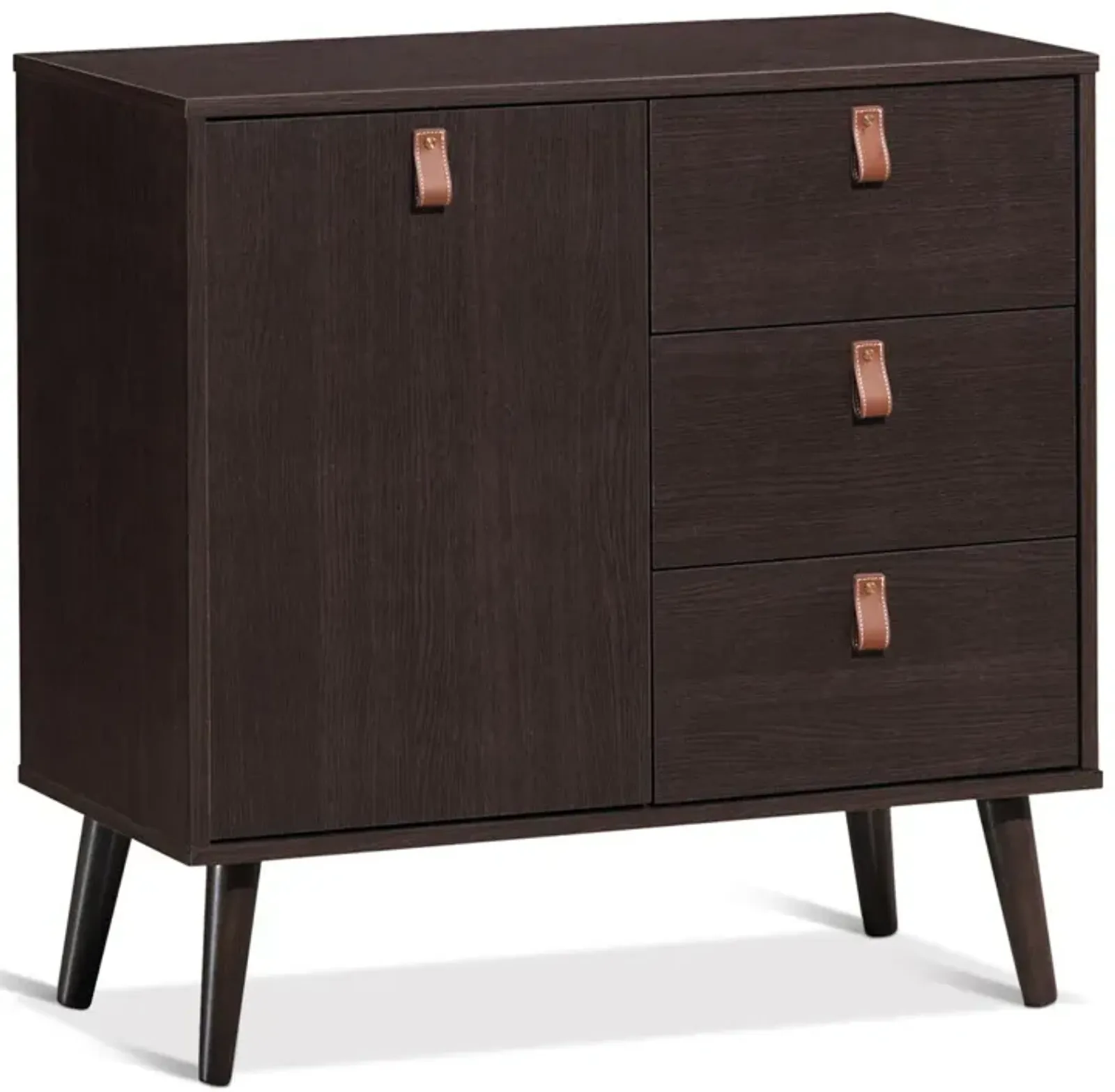 3-drawer Sideboard Storage Display Cabinet-Brown