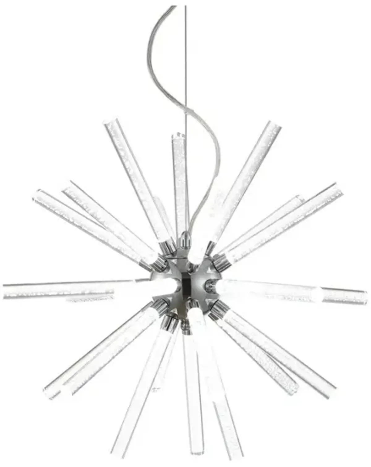 Soyuz 19.5" Adjustable Integrated LED Starburst Metal/Acrylic Pendant, Chrome/Clear