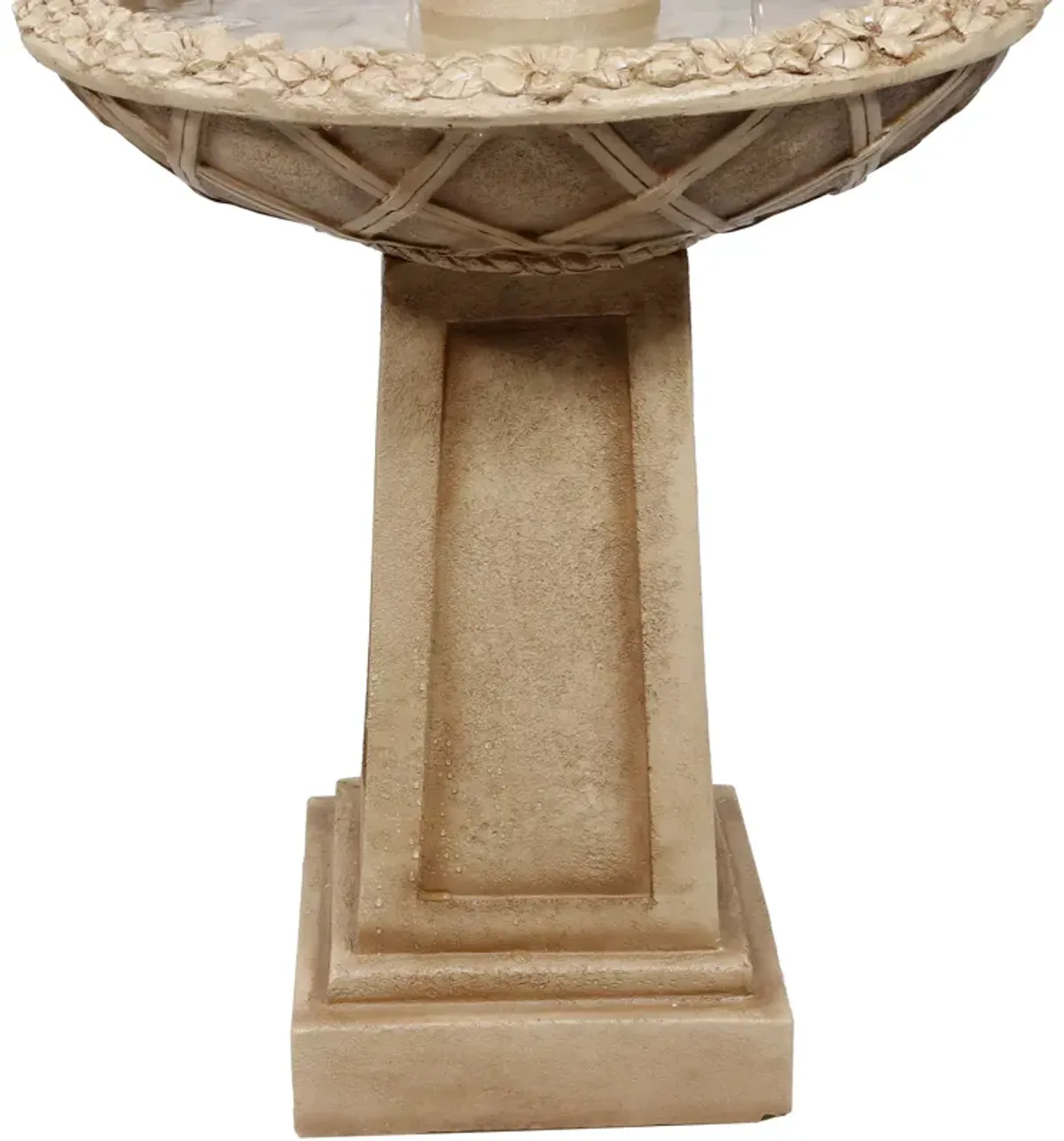 Sunnydaze Beveled Flower Polyresin Outdoor 2-Tier Bird Bath Fountain