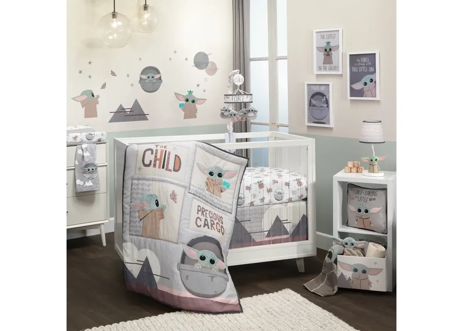 Lambs & Ivy Star Wars The Child Baby Yoda Nursery 3-Piece Baby Crib Bedding Set